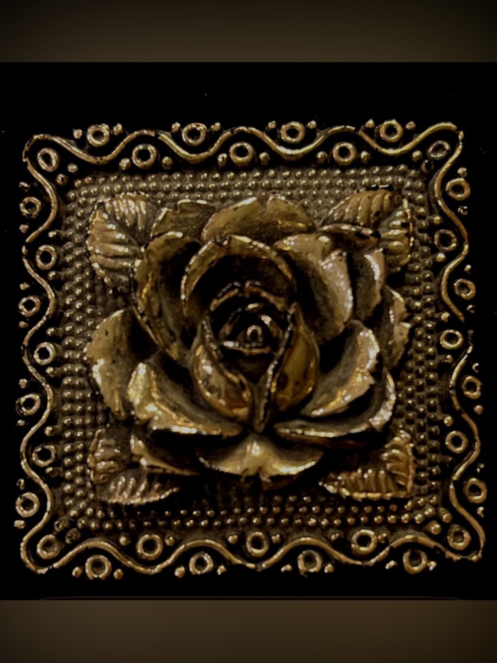 Gold Rose Square Floral Brooch - Women Jewelry Brooches